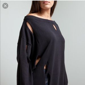 Cheap Monday black knit distressed cozy sweatshirt